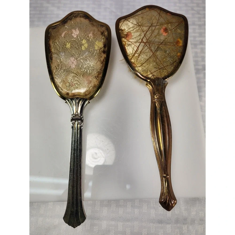 Vintage 2 Gold Tone  Vanity Brushes